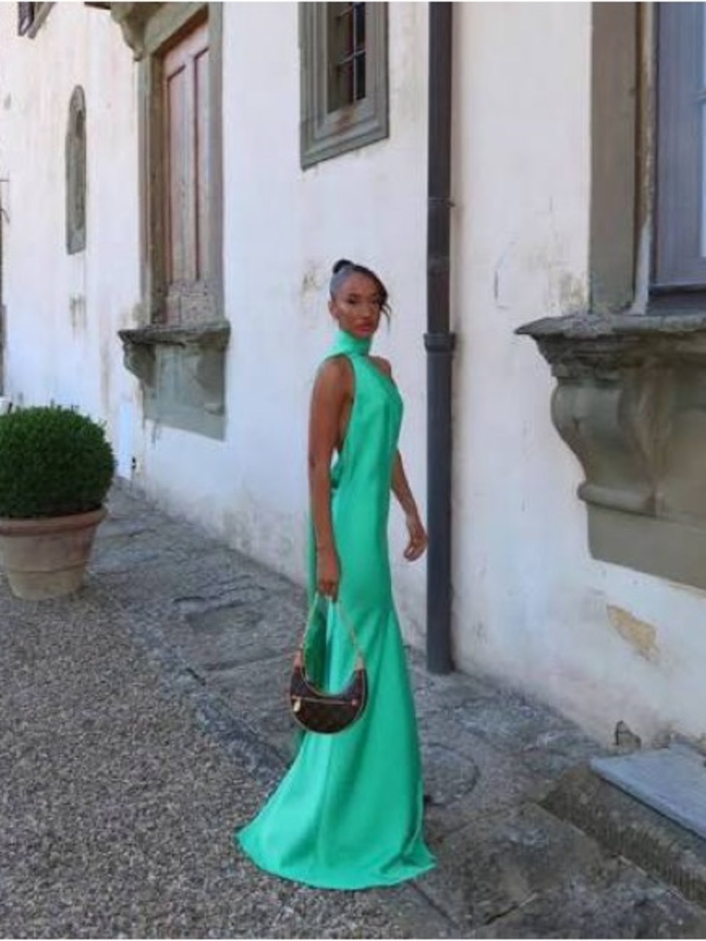 Rat & Boa Azzara Dress Green Long Maxi Formal Wedding Scarf Classy Small Satin